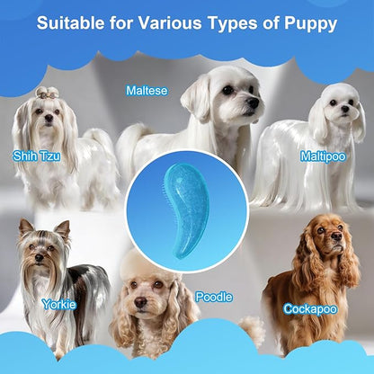 Small Dog Brush- Grooming Tool for Teddy, Yorkies, Maltese, Shih Tzu, Chihuahua - Puppy Hair Brush (Glitter Blue)
