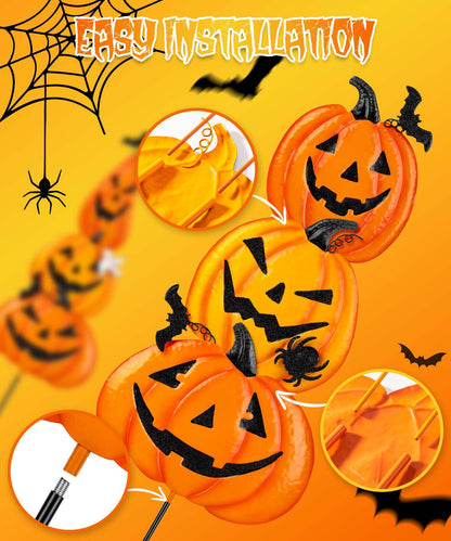 Beterzack 2 Pack Halloween Garden Stakes - Stacked Metal Pumpkins Jack-o-Lantern Lawn Decor, Scary Metal Yard Signs Stake Outdoor Decorative Pumpkin Home Lawn Pathway Decor