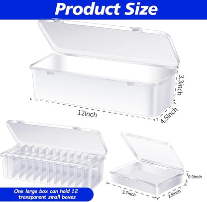 48 Pcs Playing Card Box, Clear Trading Card Storage Organizer 3.86 x 2.91 x 0.94 Inch Plastic Card Deck Case Snap Closed Holder Storage Organizer for Gaming Cards, Business Card Storage (48)