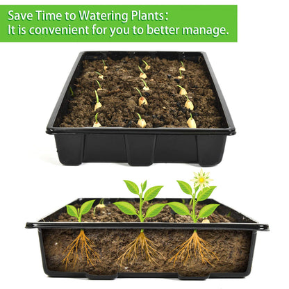 YoleShy 10 Pack Seed Starter Tray Reusable Plastic Plant Seedling Starter Trays Thickened Sturdy Durable for Germination Growing Microgreens Planting Propagation, Without Drain Holes, 14.5"x9"