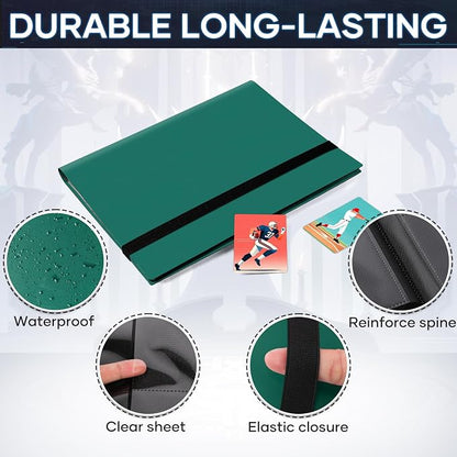 Trading Card Binder, Card Binder Album Folder Book Fit for MTG Baseball Football Sports Cards, Easy to Use Card Collection Binder (green, 360 Pockets)