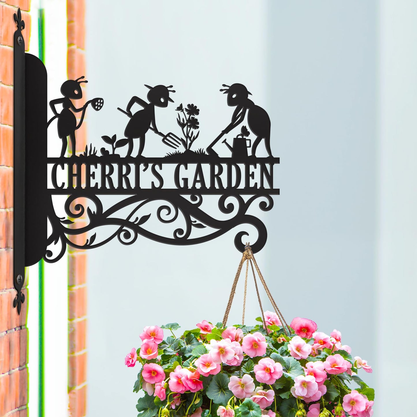 Personalised Ant Garden Plant Hanger Indoor and Outdoor Metal Hanging Plant Bracket with Beach Patio Theme Heavy Duty Plant Hooks for Hanging Flower Baskets, Bird Feeder, Wind Chime, Lantern