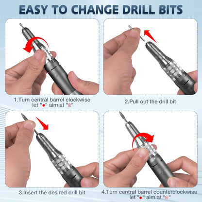 35000RPM Portable Nail Drill Machine, HoMove Professional Nail Drill Machine, Rechargeable Electric Efile Nail Drills for Acrylic Gel Nails, Cordless Portable Nails Drill【Rose Gold】