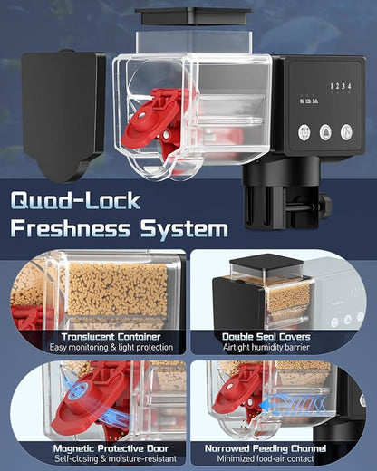 Pawfly Automatic Fish Feeder for Aquarium, 85 mL Auto Fish Feeder Automatic Dispenser, Adjustable Auto Fish Food Dispenser with Timer, Fish Food Vacation Feeder, Battery Operated (Not Included)