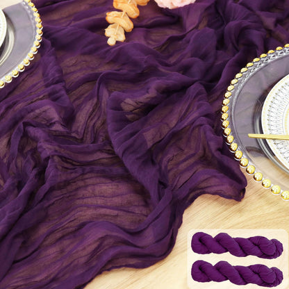 PATYDEST Purple Cheesecloth Table Runner 2 Pack 10FT Rustic Gauze Fabric Table Runners for Weddings Plum Cheese Cloth Table Runner Halloween Sheer Runner for Table Baby Shower Birthday Holiday Decor