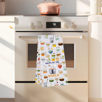 G2TUP Soups Kitchen Towels Soup Dish Towels Soup Themed Towel Soups of The World Gift (SOUPS of The)
