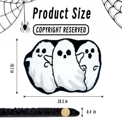 Good Haus Halloween Bath Rug for Bathroom Spooky Ghosts Bath Mat Bat Doormat Non Slip Cute Rugs for Kitchen Bedroom Holiday Outdoor Bedroom(Ghost)