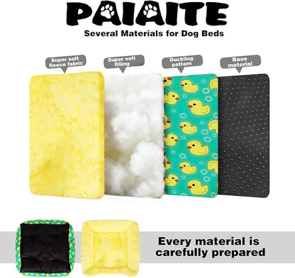 Rectangle Washable Dog Bed for Large, Medium & Small Dogs – Soft Calming Puppy Beds, Durable Warm Pet Sofa with Non-Slip Bottom for Indoor Use.Yellow S Size (18.9"x18.9"x6.3")