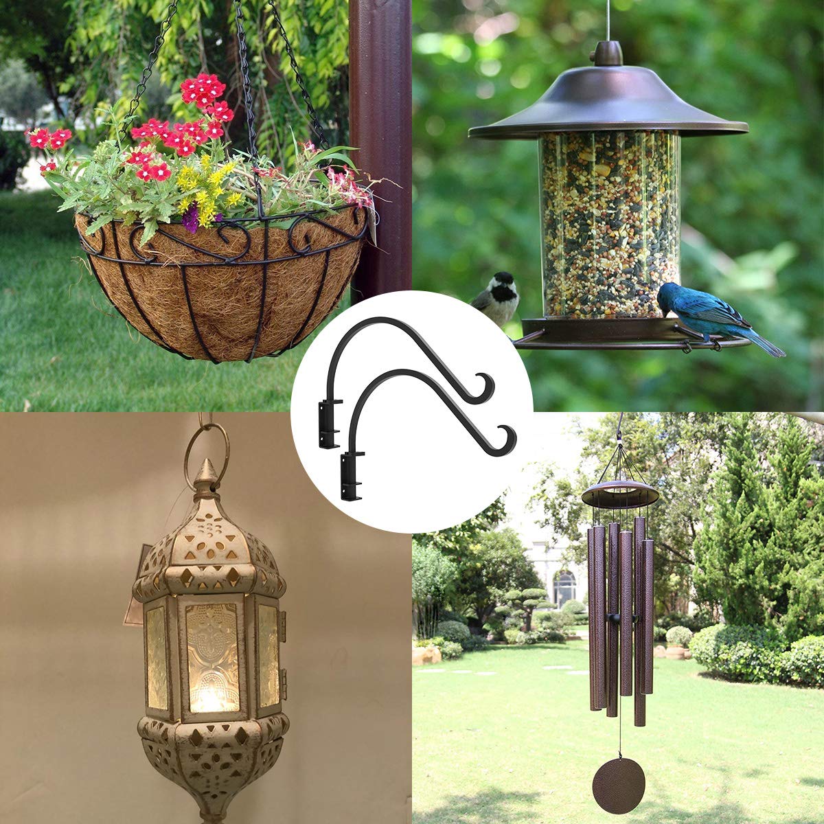 Foozet Swivel Plant Hanger for Hanging Plant, Plant Hanging Holder,Heavy Duty Black Iron Plant Hanger Brackets for Hanging Planters and Flowers Baskets Planter Outdoor (2 Pcs-16 Inches)