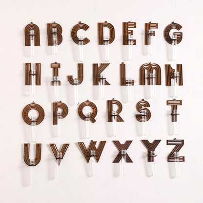 5 Pack Letter Wall Propagation Planters Test Tubes Wall Decor for Hanging Plants Clear Water Plant Vase Brown Wood Upletter Alphabet Functional Art Boho Set Dream