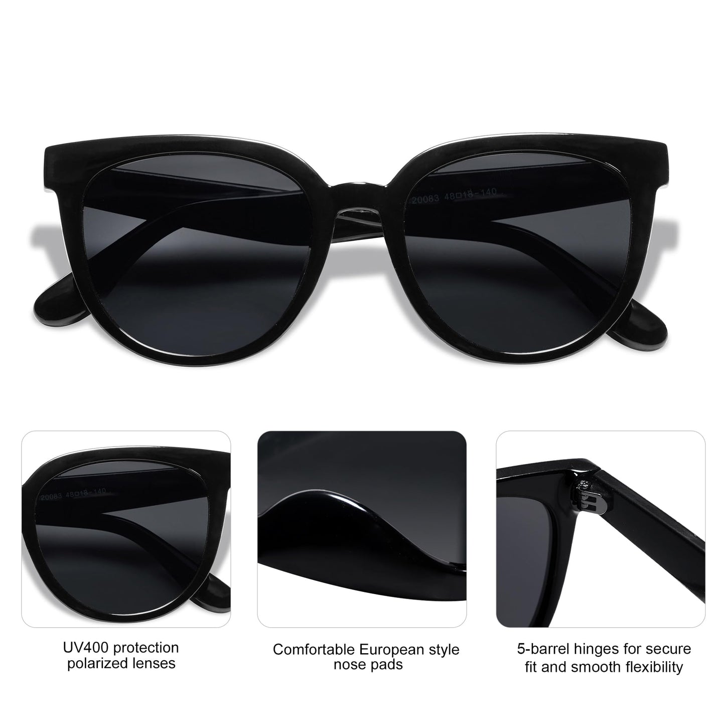 SOJOS Trendy Cat Eye Round Polarized Sunglasses for Women Fashion UV Protection Sunnies Sunglasses SJ2175
