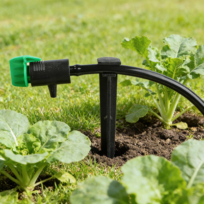 Kalolary 100PCS Drip Irrigation Support Stakes, 1/4 Inch Tubing Hose Holder Plastic Drip Line Tube Hold Stakes 4/7mm Garden Watering Hose Support Tools for Vegetable Flower Beds Lawn Supplies