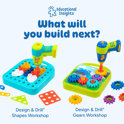 Educational Insights Design & Drill ABCs & 123s - Building Construction Toys for Toddlers, Kids Tool Set with Drill Toy, Preschool Learning Activities, Toddler STEM Toys for 3+ Year Old