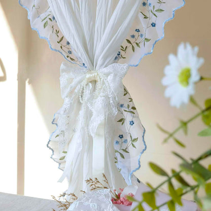 Bow Lace Curtain Tiebacks for Living Room Kids Room Punch Free Sheer Curtain Holdback Rope for Girls Room ThinCurtain Drapes Window Treatments Curtain Tiebacks 1 Pair (Ivory)
