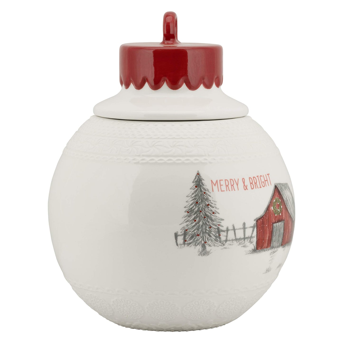 10 Strawberry Street "Merry & Bright" Ornament Cookie Jar - Large