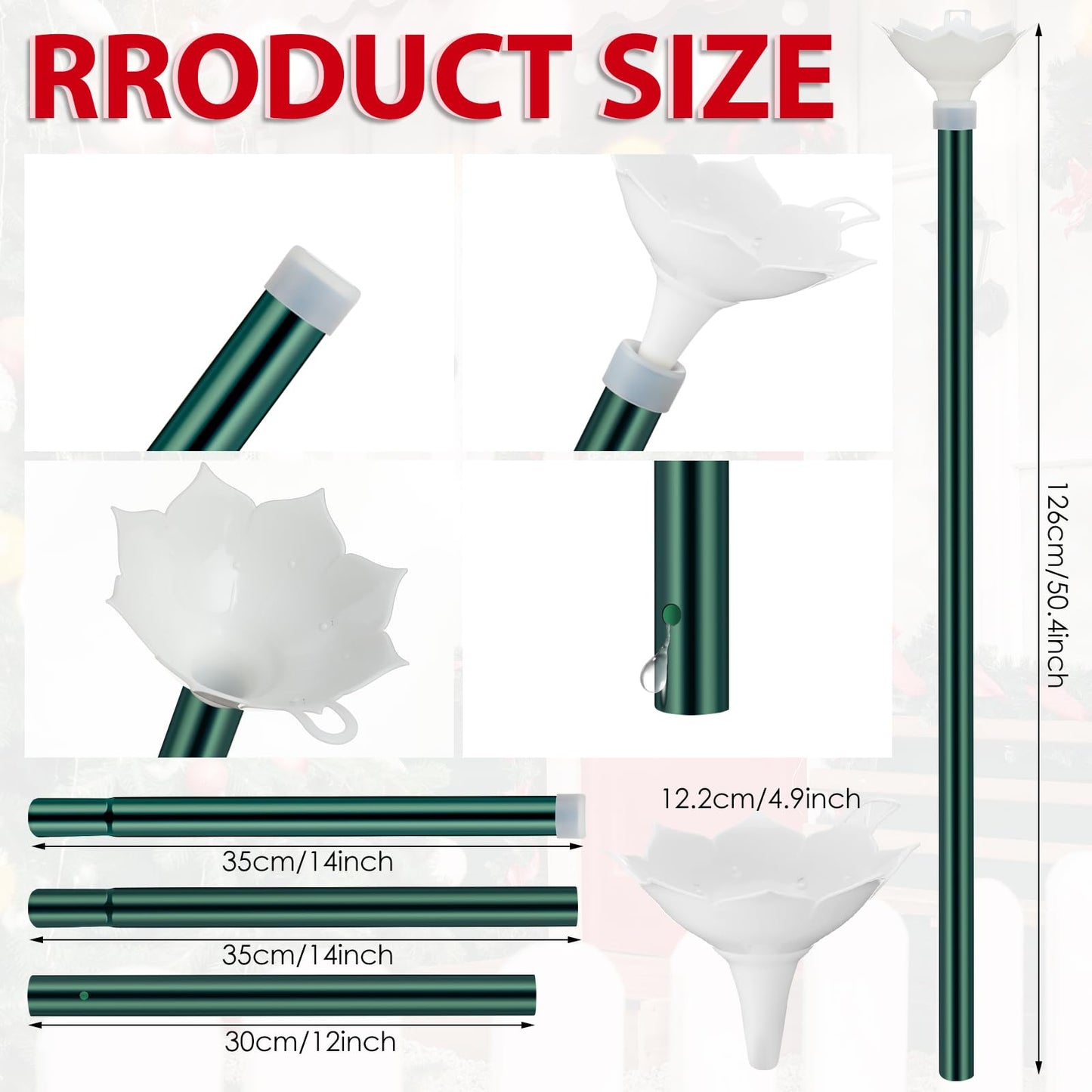 Tioncy Christmas Tree Watering System with Poinsettia Wide Opening Design Stainless Steel Christmas Tree Watering Funnel with Long Funnel Spout for Indoor and Outdoor Trees(White)