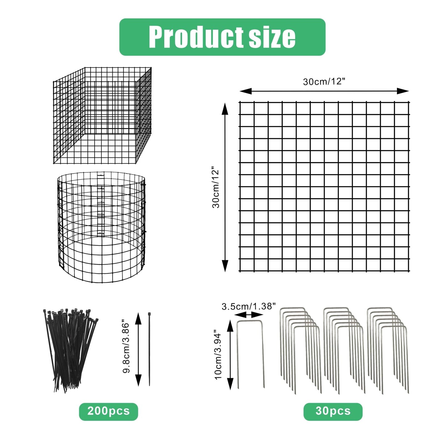 10 Pack Round Plant Protector from Animals, 30 Pcs 12 x 12 Metal Mesh to Keep Animals Out Wire Plant Protectors for Rabbits Chicken Duck Bunny Barricades for Garden Vegetable Flowers Protection
