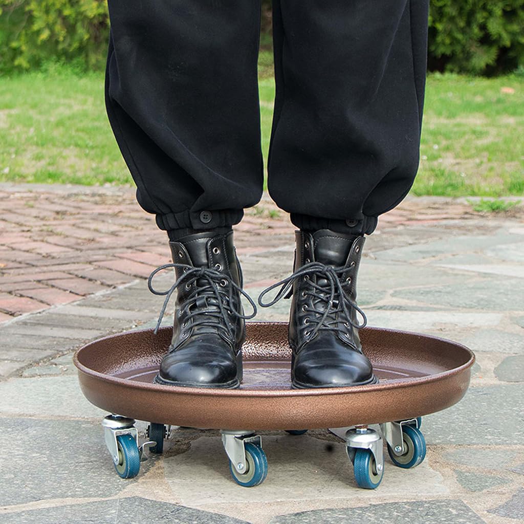20" Heavy Duty Plant Dolly with Wheels, 380lbs Metal Rolling Plant Stand with Casters, Round Wheeled Planter Caddy Roller Base Carry Potted Tree Flower Pot for Indoor Outdoor Garden, 1 Pack, Bronze