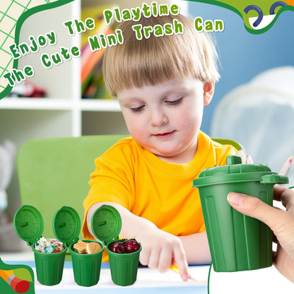 Zubebe 24 Pcs Green Mini Trash Can Mini Toy Garbage Can Small Desktop Storage Bin with Lids for Trash Party Favor Garbage Truck Birthday Decoration Party Supplies Home School Classroom