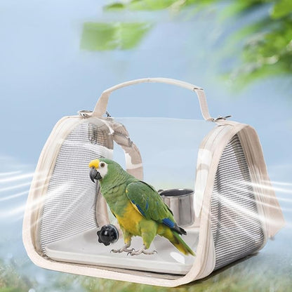 Breathable Bird Backpack, Transparent Travel Carrier, with Perch Stand, 35cm Ventilated Pet Bag with Clear Window Design, Bird Transport with Portable Style, Pet Carrier for Outdoor Travel Camping