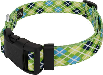 Country Brook Petz - Margarita Argyle Everyday Collar and Leash - Plaid and Argyle Collection Featuring Charming Designs (1/2 Inch, 2XS)