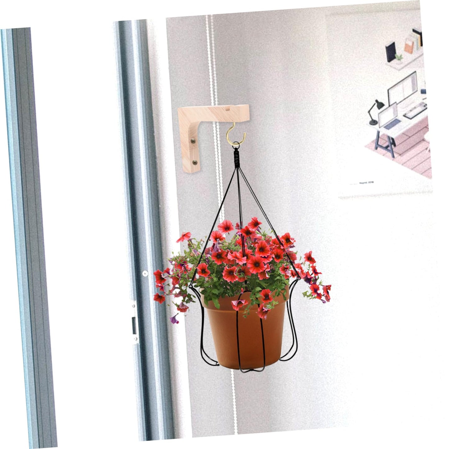 Toddmomy 2pcs Wooden Hanging Plant Brackets Wall Hooks for Indoor Outdoor Plant Hangers Heavy Duty Flowerpot Support with Natural Wood Finish