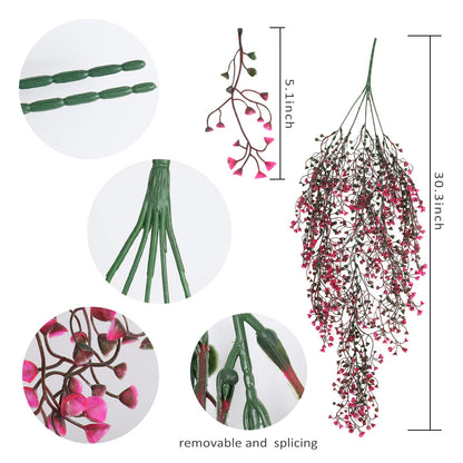 RECUTMS Hanging Fake Vine Plants 4 Pcs Artificial Large Garland Faux Flower Ferns Plant Baby Breath Ivy Room Wall Decor Home Office Garden Wedding Party Indoor Outdoor Decor (Pink)