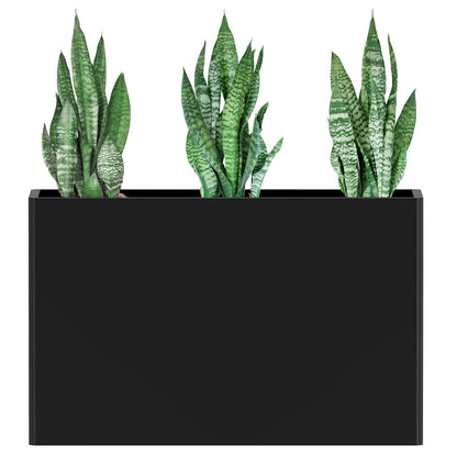 Ganeekiron Galvanized Steel Planter with Removable Insert Shelf & 4 Drainage Holes - 32x12x24 Inches Large Planters for Outdoor/Indoor Patio, Porch Black
