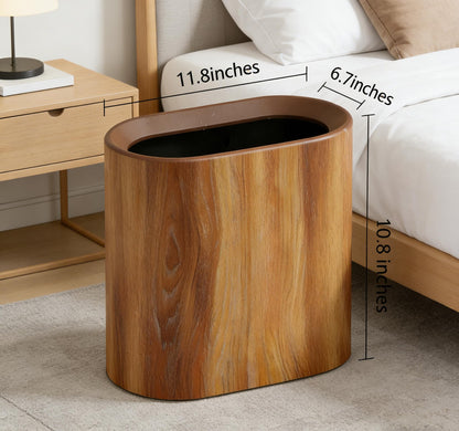 seebemxx Trash Can for Bathroom, 3.7 Gal Plastic Marble Wood Pattern Small Office Garbage Can for Bedroom Kitchen, Slim Trash Bin Waste Basket Decorative Modern Trashcans (Plastic Wood Pattern)