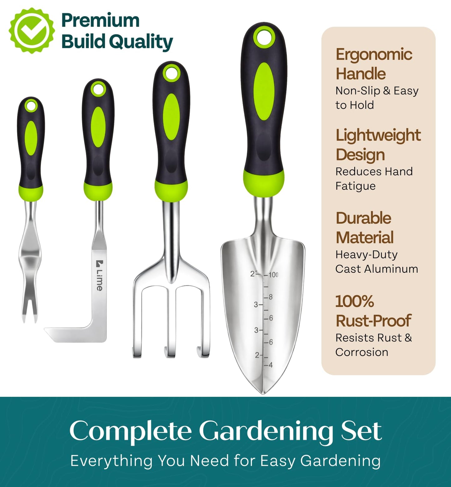 Heavy Duty Gardening Tools - Gardening Gifts for Women, Men, Mom, Dad - Durable, Ergonomic Garden Tools Set (Floral)
