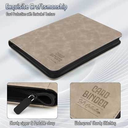 Trading Card Binder, Premium 9 Pocket Double Sided 540 Pocket PU Card Collection Binder, Collectible Trading Card Albums for MTG, TCG, Sport Card, Game Cards (Ecru)