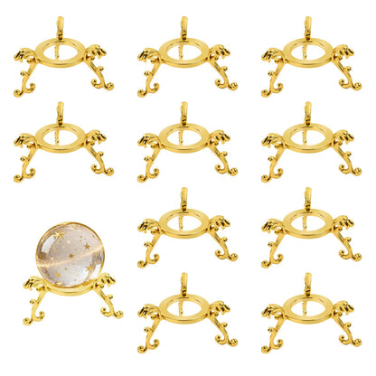 Dirvcp 10Pcs Gold Crystal Ball Stands, Gold Sphere Display Holder for 40mm-80mm Crystal Balls, Glass & Natural Stone Display Stand, Decorative Rock Organizer
