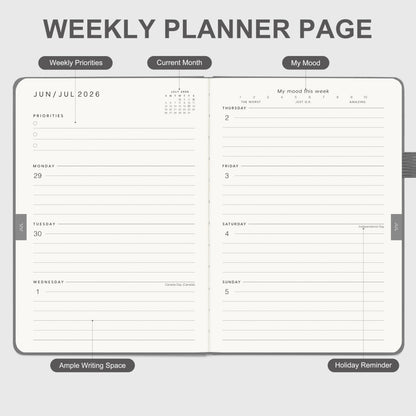 And Per Se Academic Planner 2026-2027 – Weekly & Monthly Planner, July 2026 to June 2027, A5 Leather Hardcover with Inner Pocket – Student & Teacher Organizer, 5.7" x 8"(Grey)