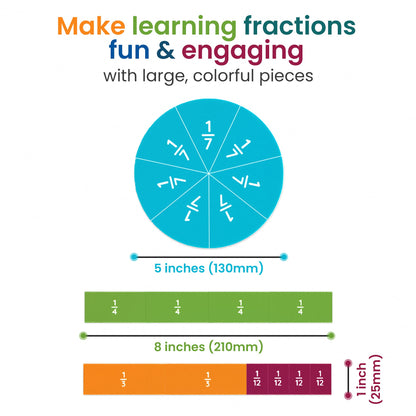 Oyster&Pop 180pcs Award-Winning Fraction Manipulatives - Large Magnetic Fraction Tiles and Circles Magnets Set - Fractions for Kids - Hands-On Montessori Math - Includes Learning Fractions eBook