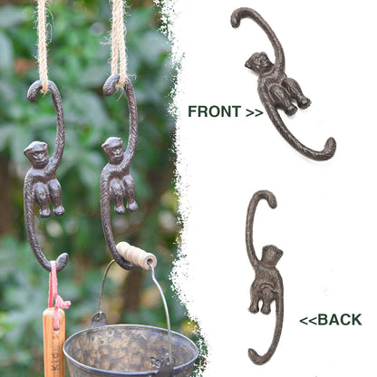 Sungmor Cast Iron Plant Hangers, 2PC Monkey Hooks, 7.9 Inch Large S Planter Hanger, Ceiling Extender Hooks for Hanging Plants, Flower Basket, Plant Pot, Macrame Plant Holder, Lantern, Windchime