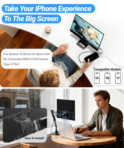 Ingnok Portable Monitor, Ultra Slim 15.6 Inch FHD IPS Laptop Screen Extender with Adjustable Stand, USB C Compatible, Ideal for Travel and Office