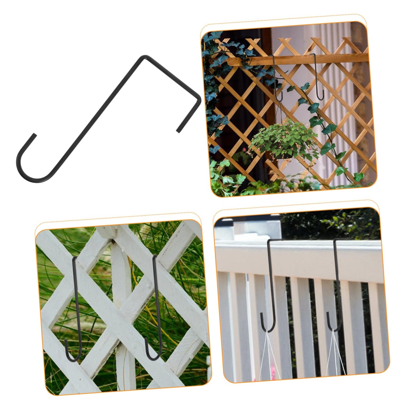 BESPORTBLE 8pcs Heavy Duty Black Fence Hooks for Hanging Plants Planters Bird Feeders Lights Easy to Install Space Saving Design for Decks Railings Gardens