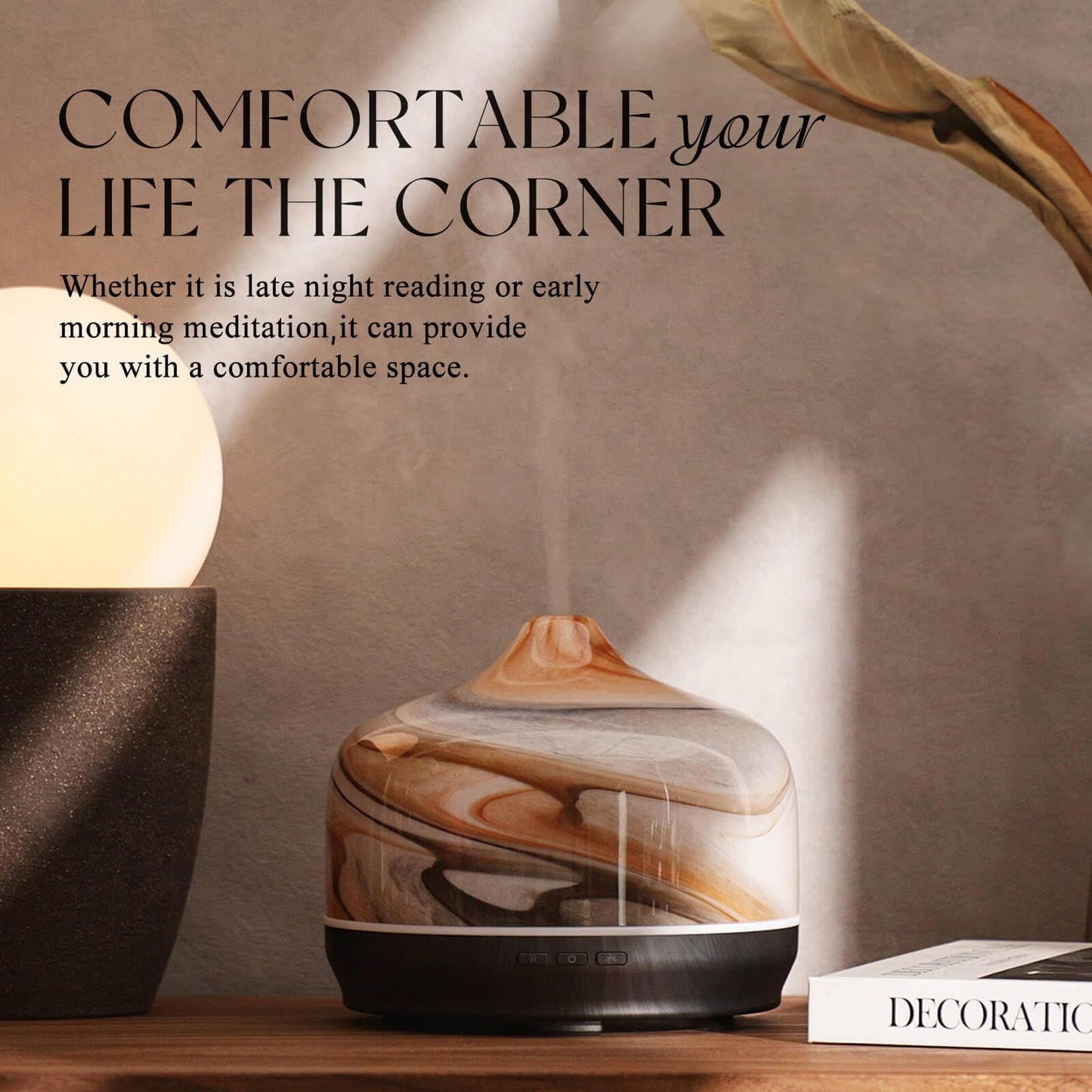 Porseme 500ml Essential Oil Diffuser, Aroma Ultrasonic Humidifier with Remote Control, BPA Free, Auto Shut-Off, Timer Setting for Large Room Sleeping Yoga