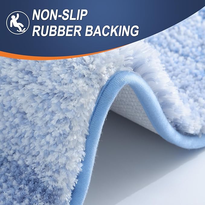 OLANLY Small Bathroom Rugs Mat 24x16, Extra Soft Absorbent Microfiber Bath Rugs, Rubber Backing, Quick Dry, Washable Bath Mats for Bathroom Floor, Tub and Shower, Home Decor Accessories, Light Blue