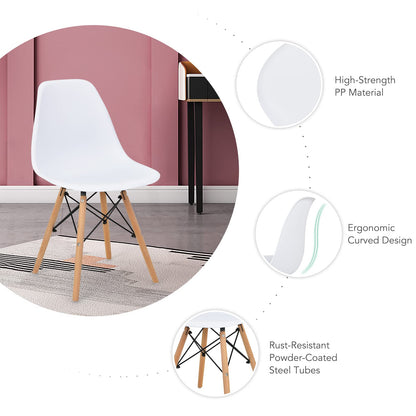 Giantex Dining Table Set for 4, Rectangular Glass Dining Table & 4 White DSW Chairs, 5-Piece Modern Dinette Set for Breakfast Nook, Dining Room, Kitchen, Living Room, White