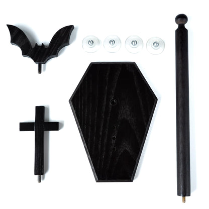 Kihomi Bat Paper Towel Holder with Suction Cups - Black Wooden Coffin Paper Roll Holder, Gothic Kitchen and Bathroom Accessory, Halloween Decor, Spooky Rustic Table and Witchy Gifts for Women (Bat)