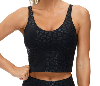 THE GYM PEOPLE Womens Leopard Longline Sports Bra Wirefree Padded Medium Support Yoga Bras Gym Running Workout Tank Tops
