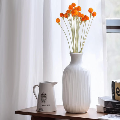 MIHUAGE Dried Globe Amaranth Flower with Wheat Straw Natural - 40PCS Bouquet for Vase Home Decor Party DIY Arrangement (Orange)