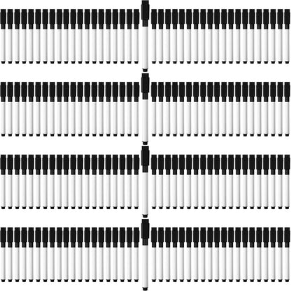 Kosiz 200 Pcs Magnetic Dry Erase Markers Fine Point Tip Whiteboard Markers with Eraser Cap Magnetic Dry Erase Pens Erasable Pens for Whiteboard Dry Boards(Black)