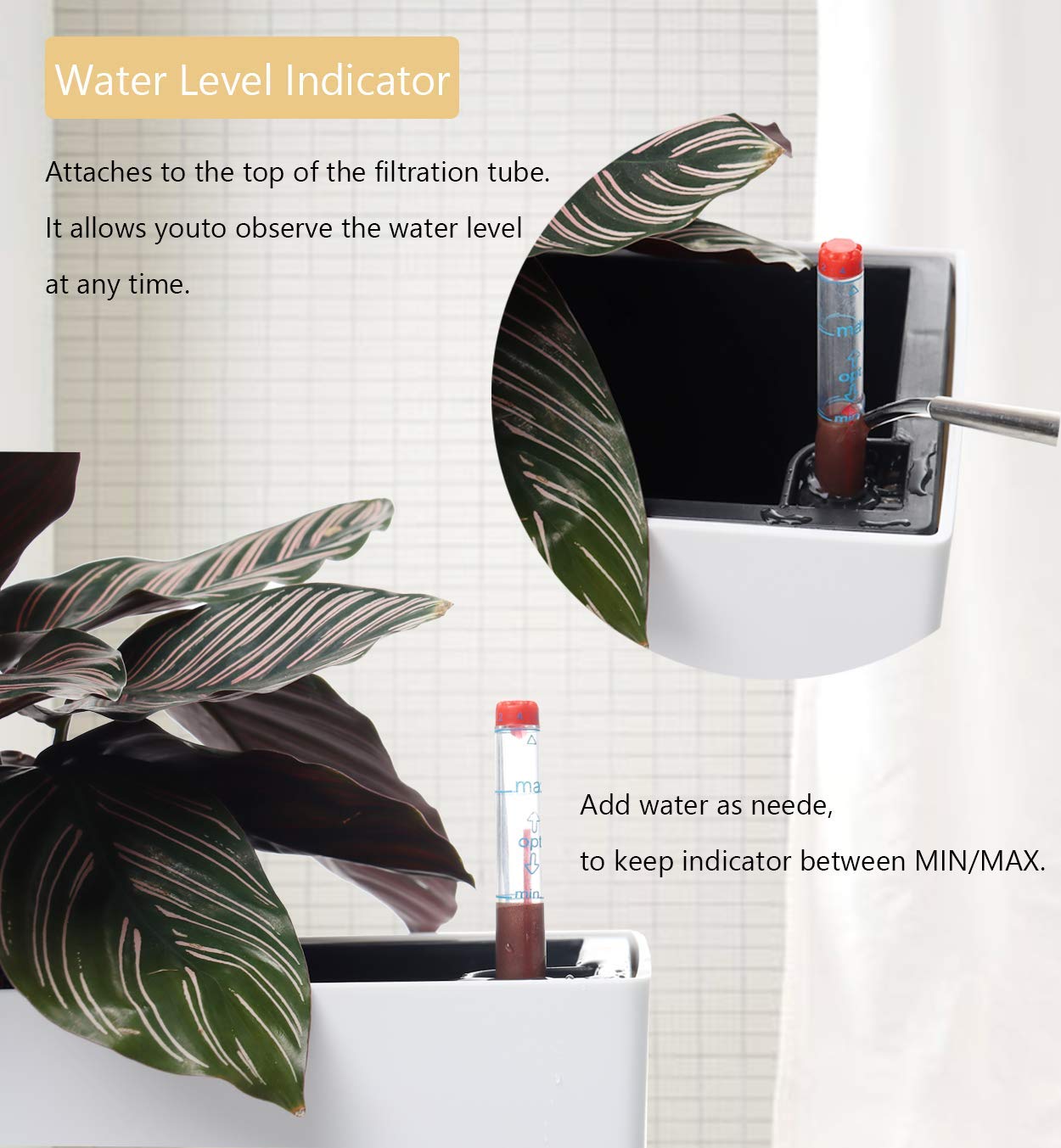 SAROSORA 14" Self Watering Planter Pots with Water Level Indicator, Rectangle Matte Plastic Window Box for Indoor Outdoor, Herbs Succulents Flowers House Plants (White)