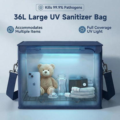ZETAWALE UV Light Sanitizer Box Foldable Large Cleaner and Sanitizing Machine with Timer UVC Light Sanitization Bag Household for Cell Phone,Earphones,Plush Toys,Towels,Keys,Brushes and Combs（36L）