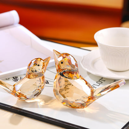 Crystal Birds Statues Modern Style Figurine Home Decor Decorative Ornaments for Living Room, Bedroom, Office Desktop Gold