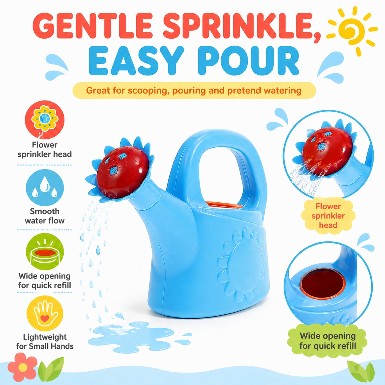 STOBOK 3Pcs Kids Watering Can, Chicken Watering Cans Bath Toy Kids Gardening Outdoor Toys Water Play Set for Toddlers (Random Color)