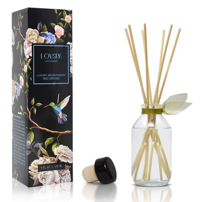 LOVSPA Reed Diffuser Set, Smoked Vanilla Scented Oil Diffuser with Sticks, Home Fragrance Accessories for Bathroom Shelf Decor, Aroma Diffusers for Home or Office Fall Decor, USA Made