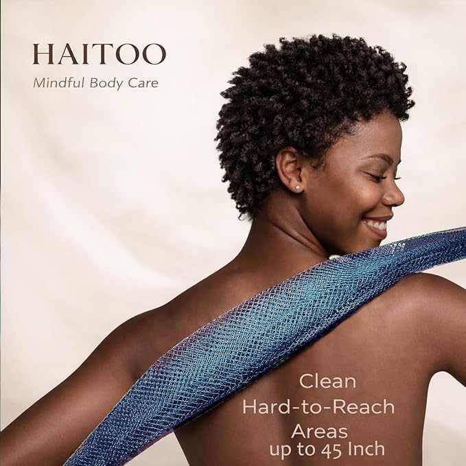African Net Sponge Authentic, 6 Pieces African Exfoliating Net Sponge Body Back Scrubber Exfoliating Washcloth for Shower Bath for All Types Skin (Black+Purple+Pink+Blue+Olive Green+Gold, 6 Pcs)